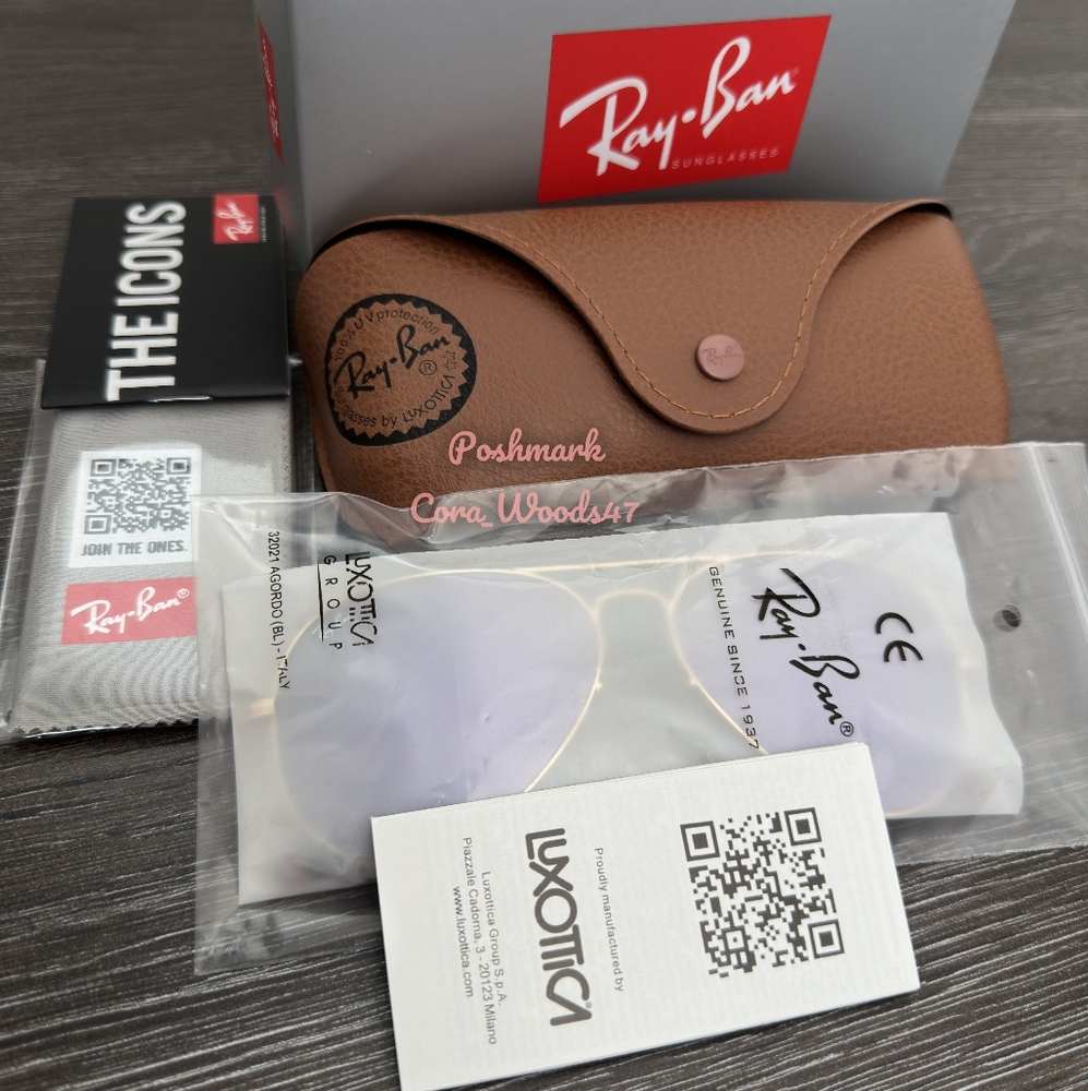 RayBan Aviator Purple Flash Lenses RB3025 Gold Frame 58 / 62 Unisex New - Picture 14 of 15